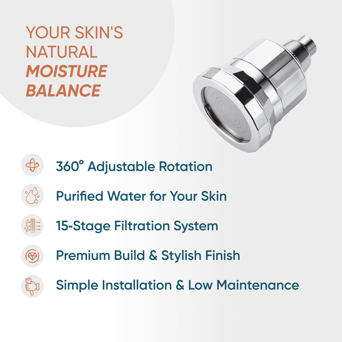 Skinpro - En gelişmiş filtrelenmiş duş başlığı siyahı