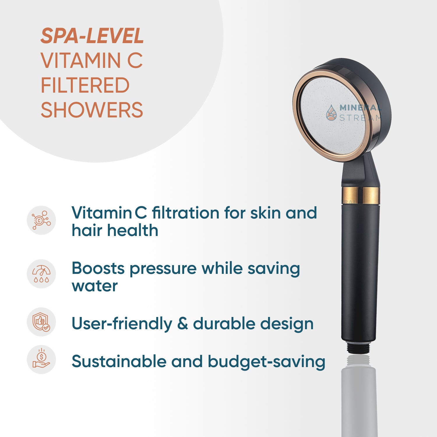 MineralStream ™ Siyah - C Vitamini Çift Duş Sistemi