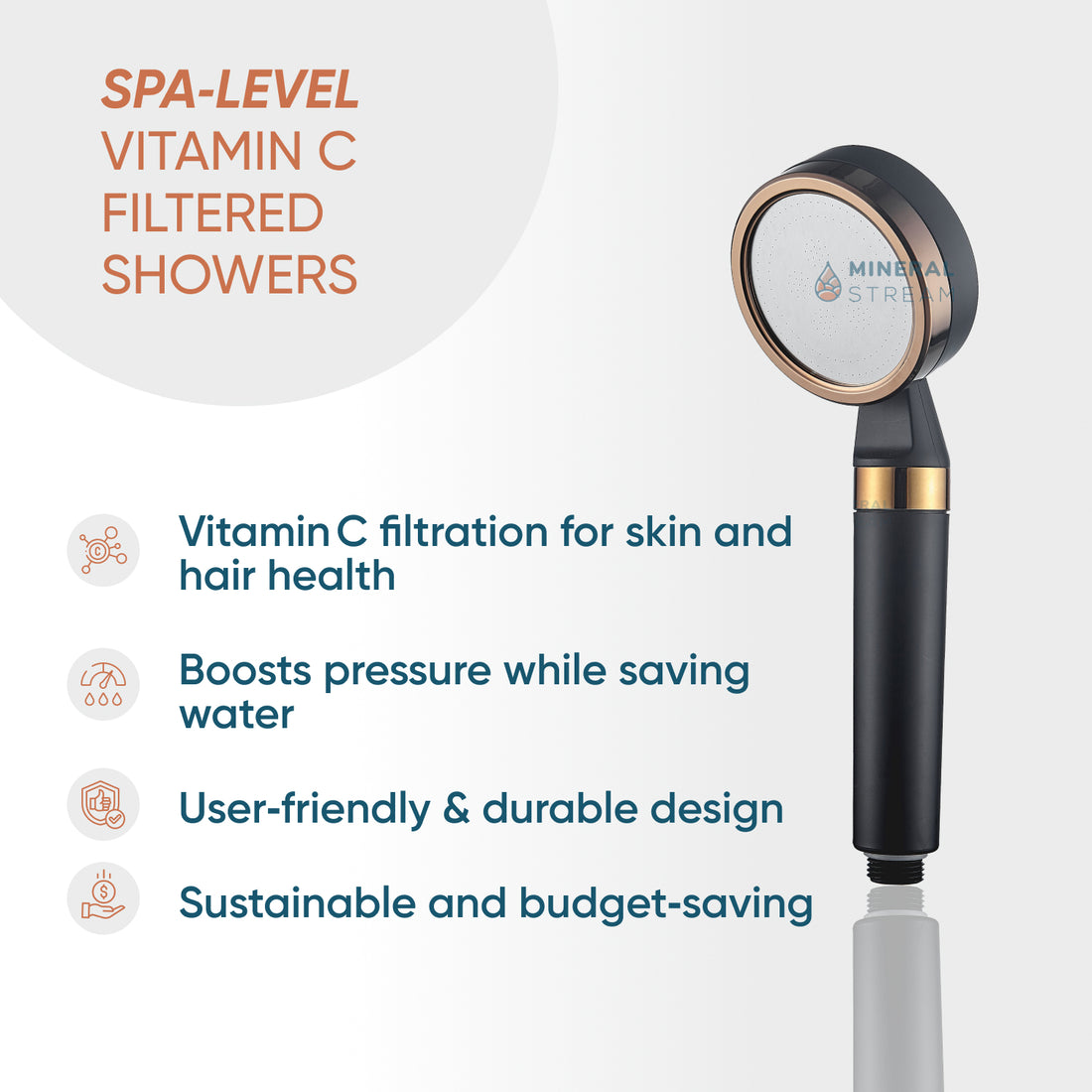 MineralStream™ BLACK - Vitamin C Dual Shower System