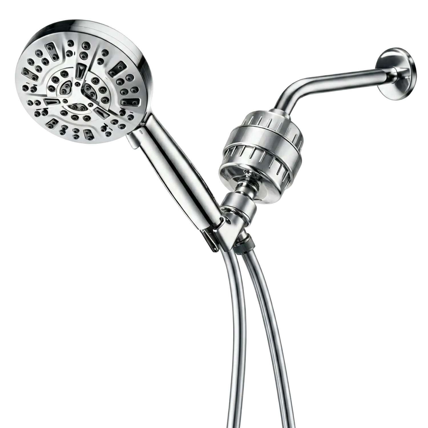 Luxe 10 Mode Showerhead Complete Shower Kit - front view of bundles by Mineral Stream