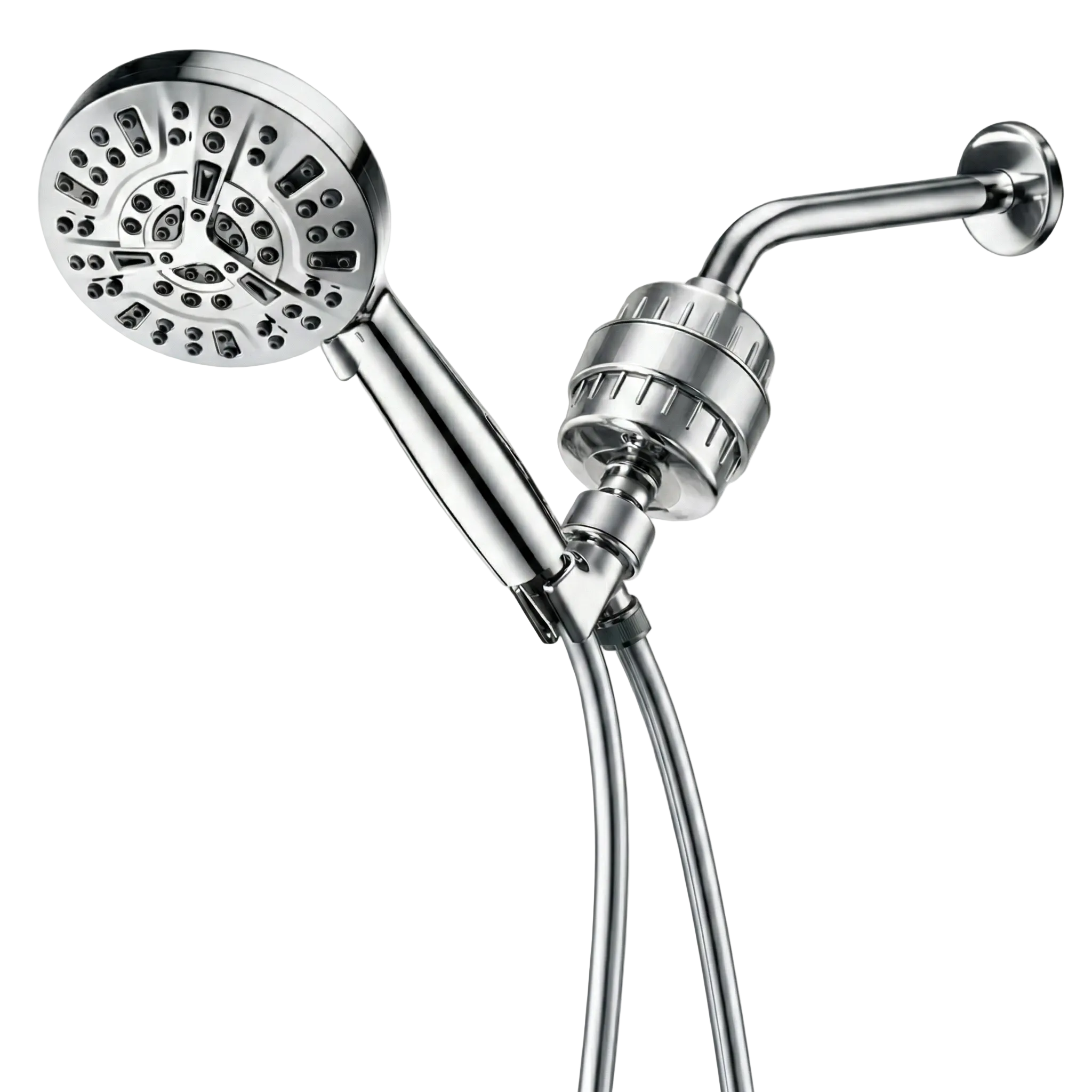 Luxe 10 Mode Showerhead Complete Shower Kit - front view of bundles by Mineral Stream