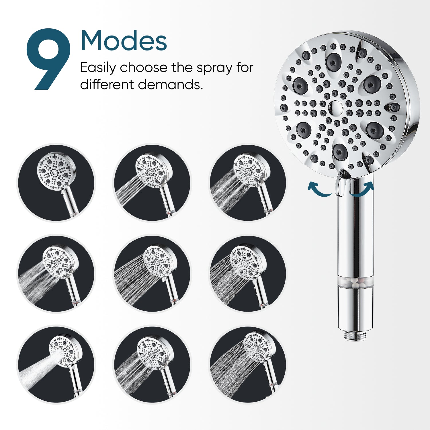 Luxe 9 Mod Duş Başlığı Tam Duş Kiti